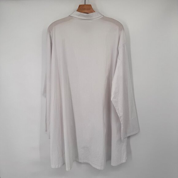 Bryn Walker Oversized Long-Sleeve Shirt tunic White Cotton stretch size XL - Picture 11 of 14